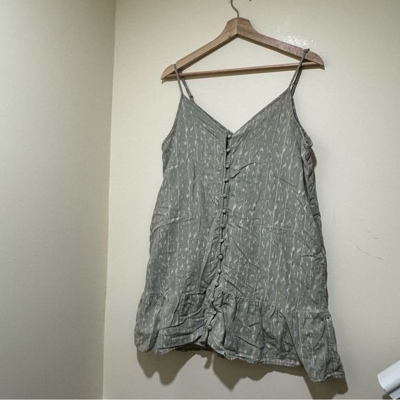 Women's American Eagle Green and Beige Sleeveless Baby Doll Midi Dress Size M - Picture 2 of 15